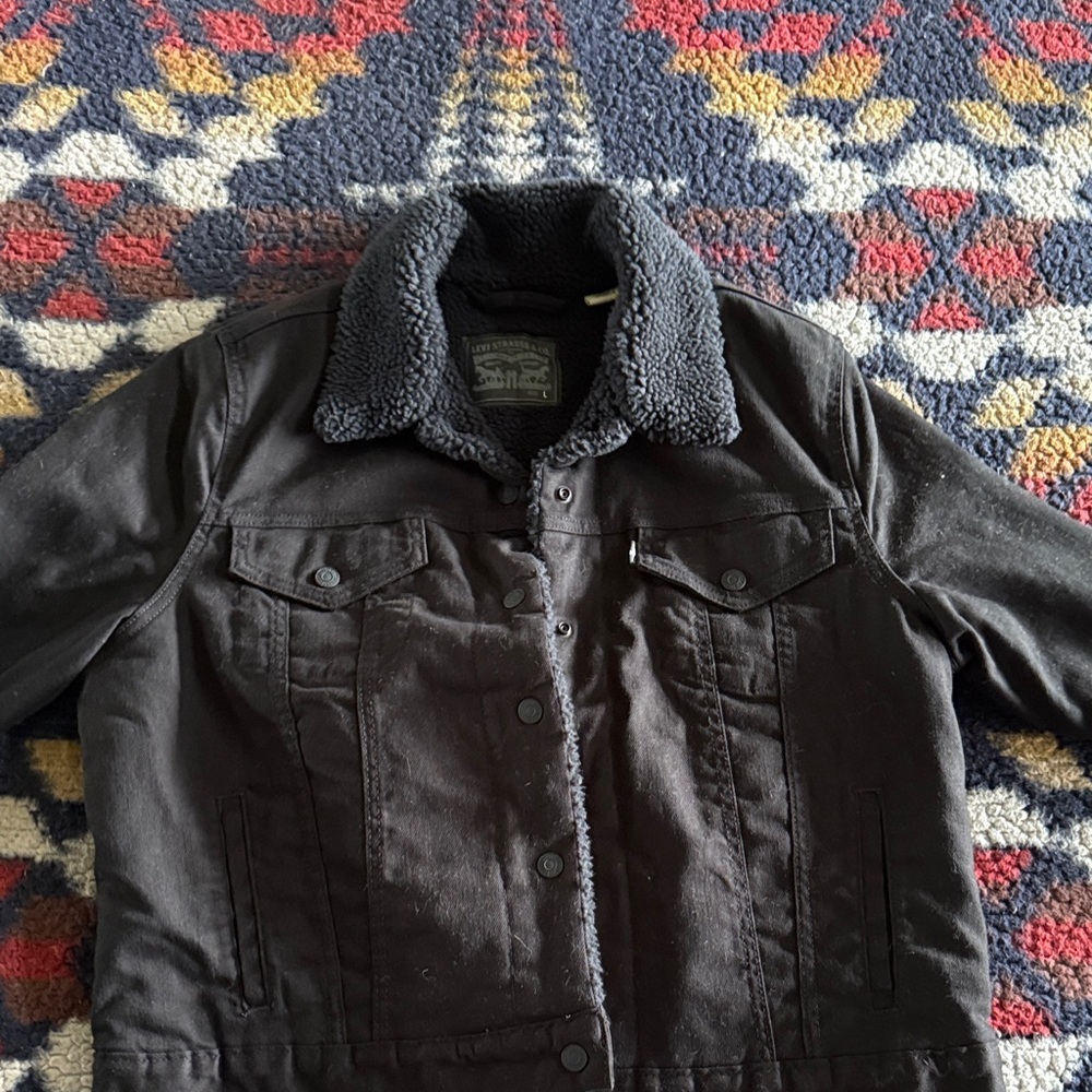 Levi's Black Jean Jacket with Sherpa Collar